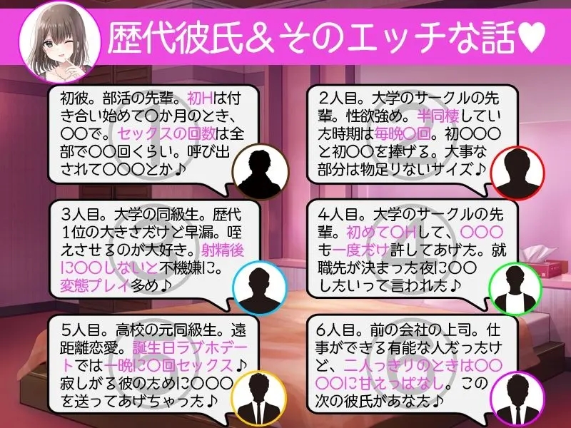 【嫉妬射精】記憶の中の元彼エッチ♪〜婚約直前の彼女がエッチしながら元彼たちとのエロい思い出を聴かせてくる音声〜