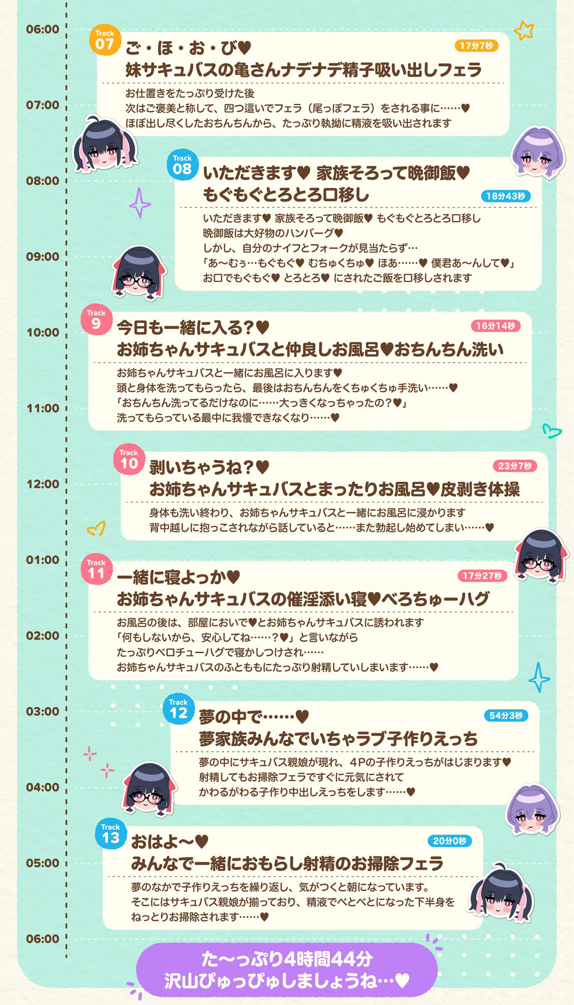 【たっぷり4時間】サキュバスホームステイ おはよう〜おやすみまで甘々ぴゅっぴゅなラブラブ性活