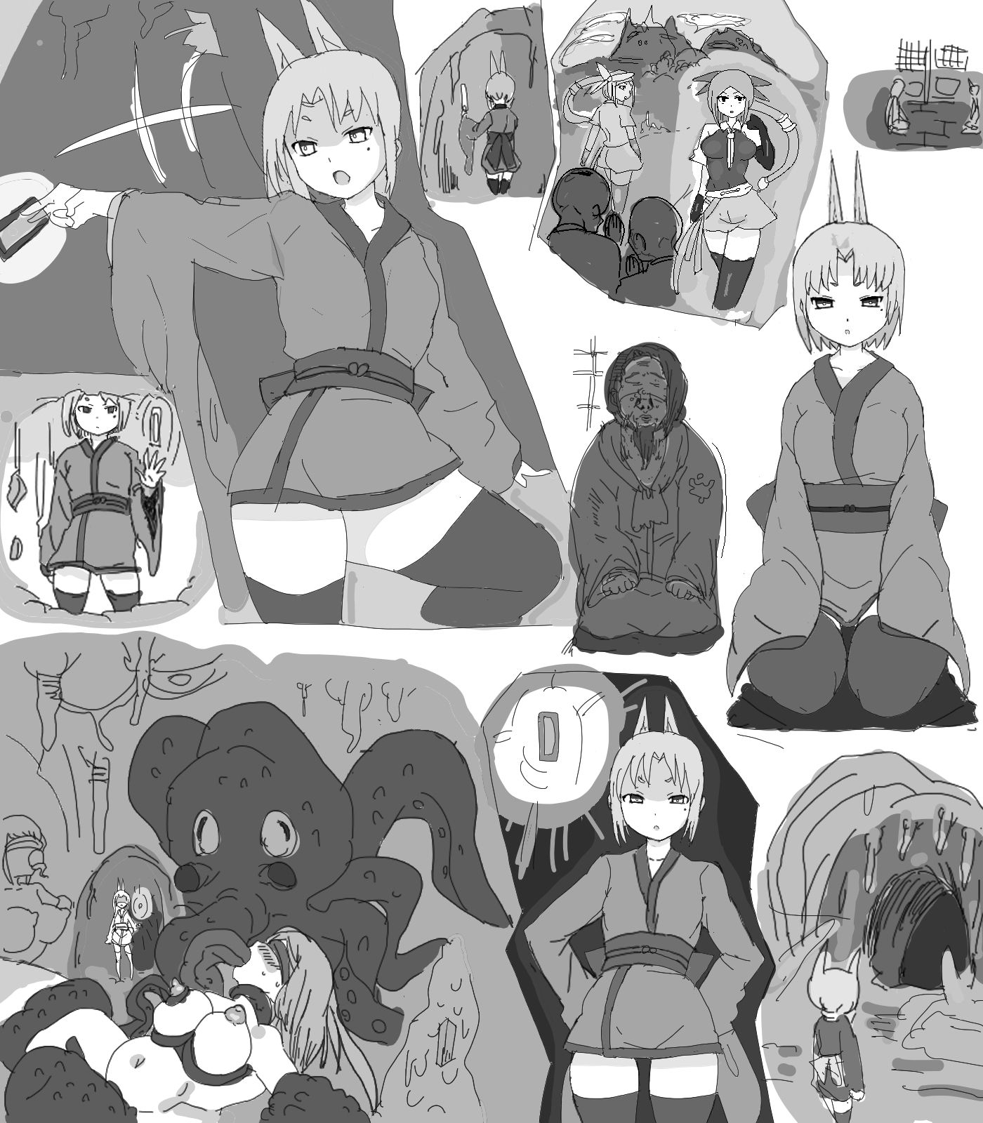 【狐娘退魔師、触手に絡めとられ開発される媚体！！連続アクメ快楽堕ち！】田舎の村の妖魔討伐依頼・・・