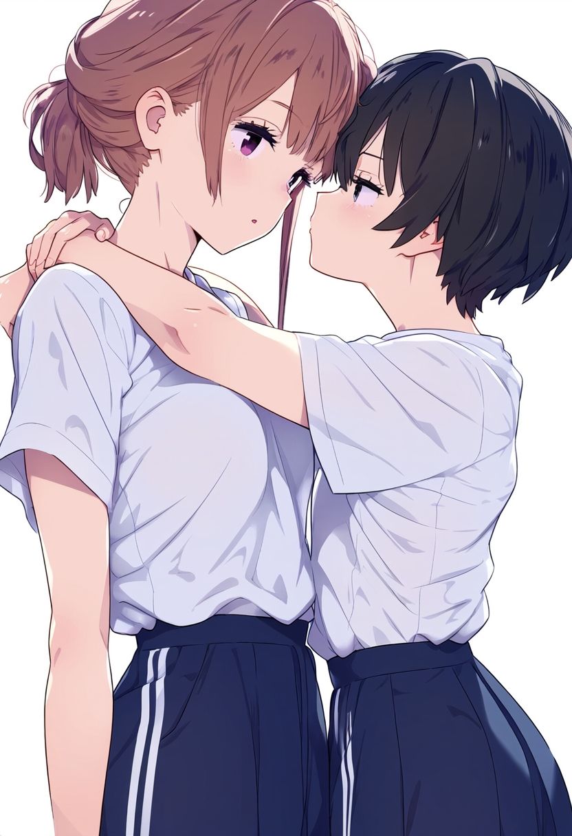 百合の美女たちが全寮制の女学園でラブラブ・甘々生活するイラスト集500枚（キス・体育・お風呂・貝合せ・手マン・クンニ・セックス）