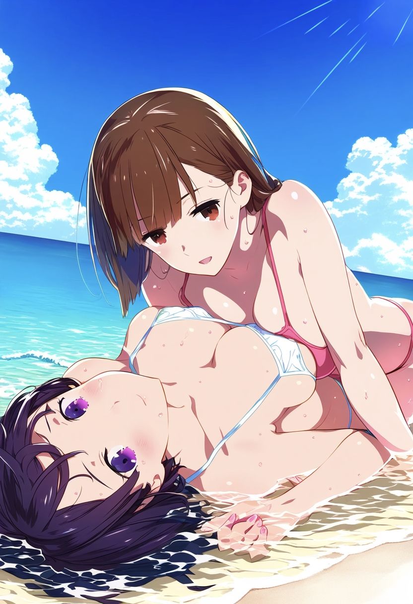 百合の美女たちが全寮制の女学園でラブラブ・甘々生活するイラスト集500枚（キス・体育・お風呂・貝合せ・手マン・クンニ・セックス）