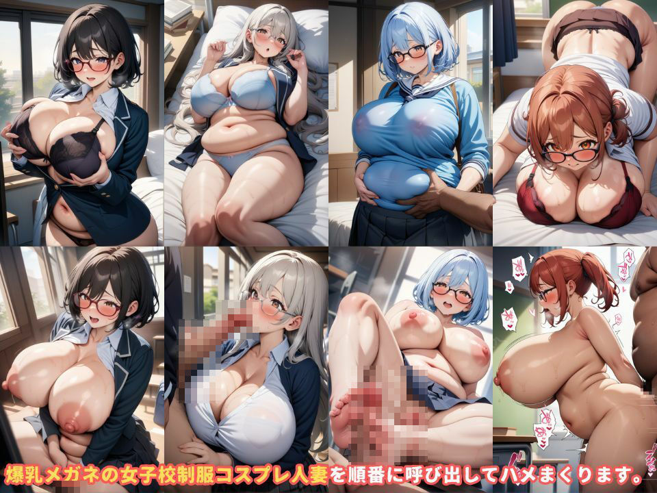 メガネの爆乳人妻を制服姿で呼び出して順番にハメていく＃1