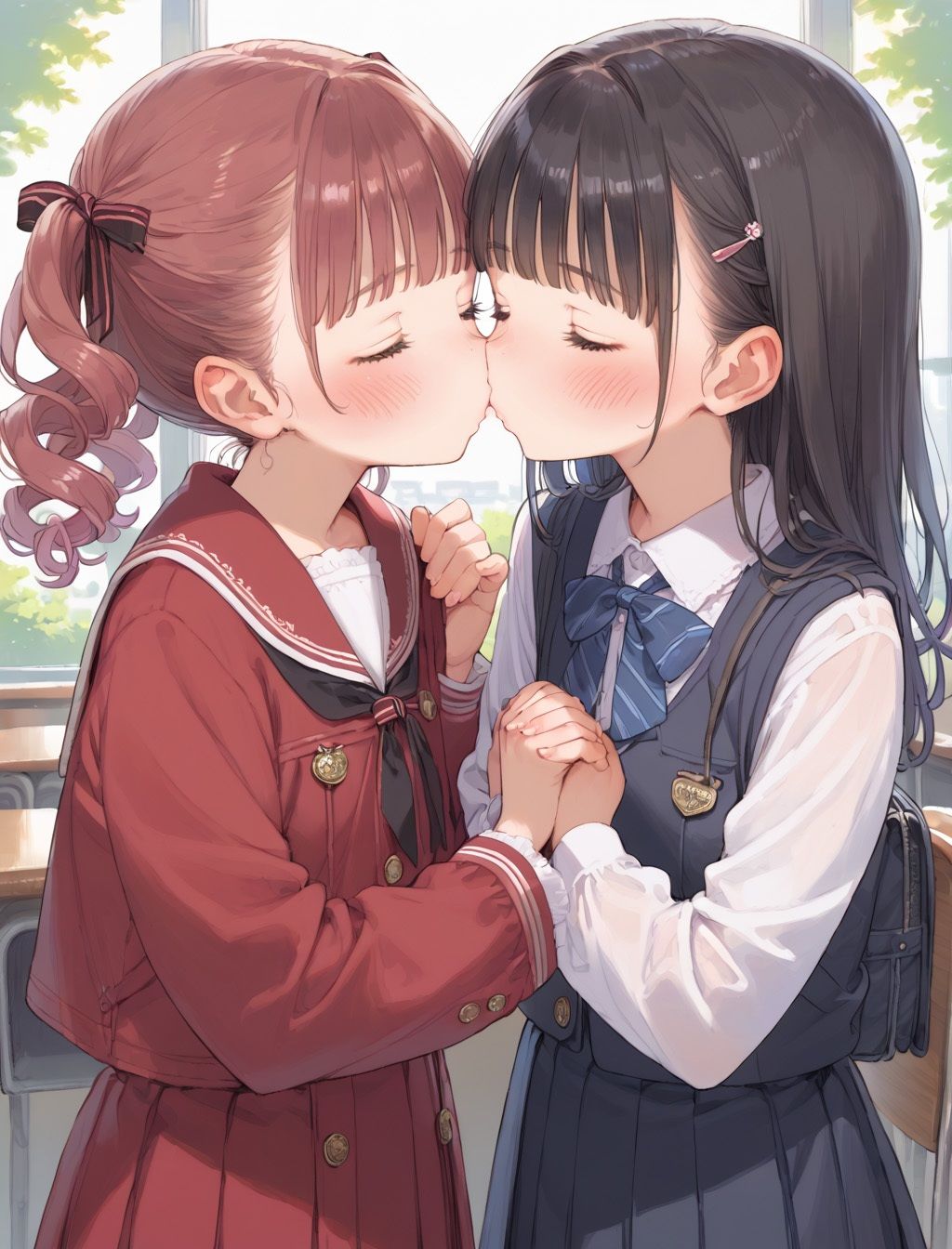 キスする二人