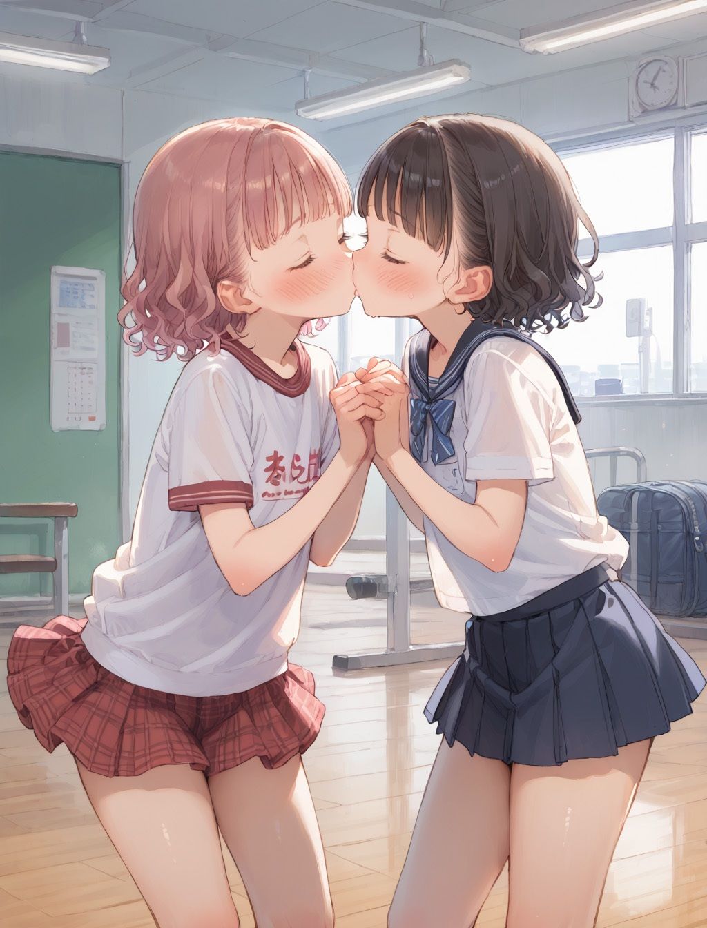 キスする二人