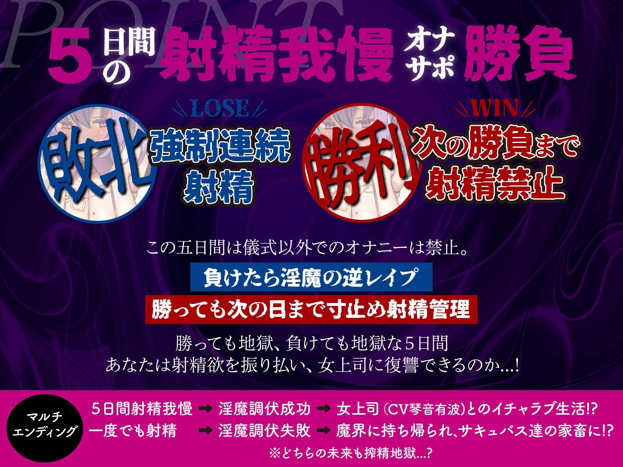 【オナサポ】【連続射精】【射精管理】意地悪メ○○キオナサポ淫魔〜勝ったら射精禁止の射精管理、負けても搾精地獄！？〜