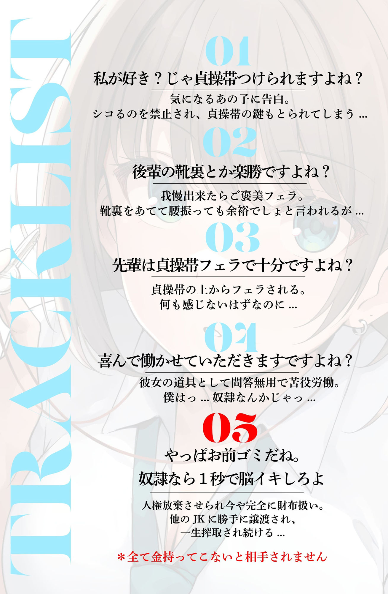 貞操帯と貢ぎマゾの関係 〜M男がクール系JK様に鍵とられたらオワリ〜